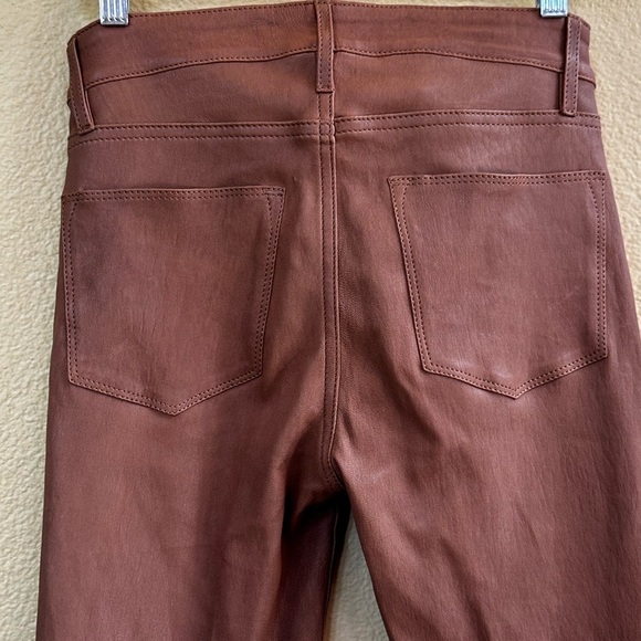 FRAME “Le High Straight” Cropped Lamb Leather Pants In Latte Size 25 EUC! - Picture 10 of 14